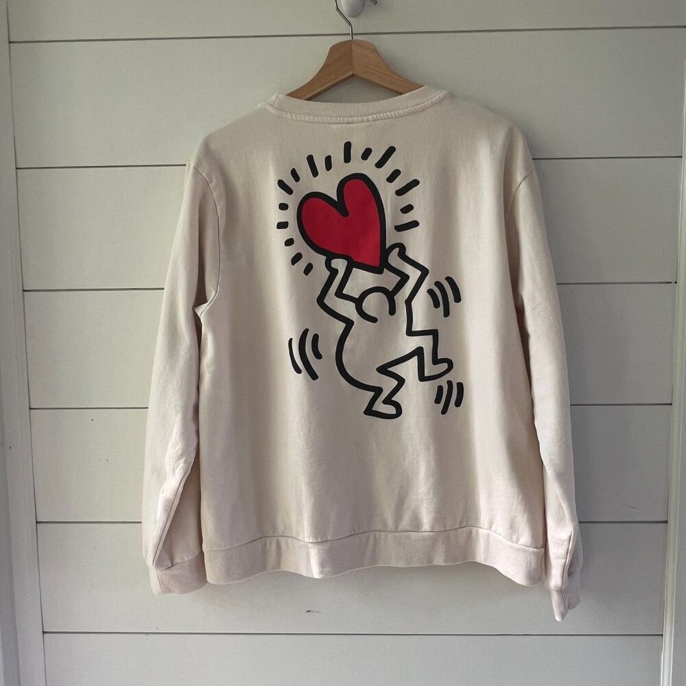 Love Heart Sweatshirt Cream Keith Haring Cream Women's M/L